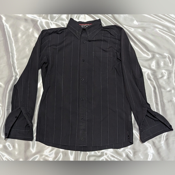 Vintage Quiksilver Men's Charcoal Gray Long Sleeve Collared Button Shirt Jacket - Picture 4 of 12